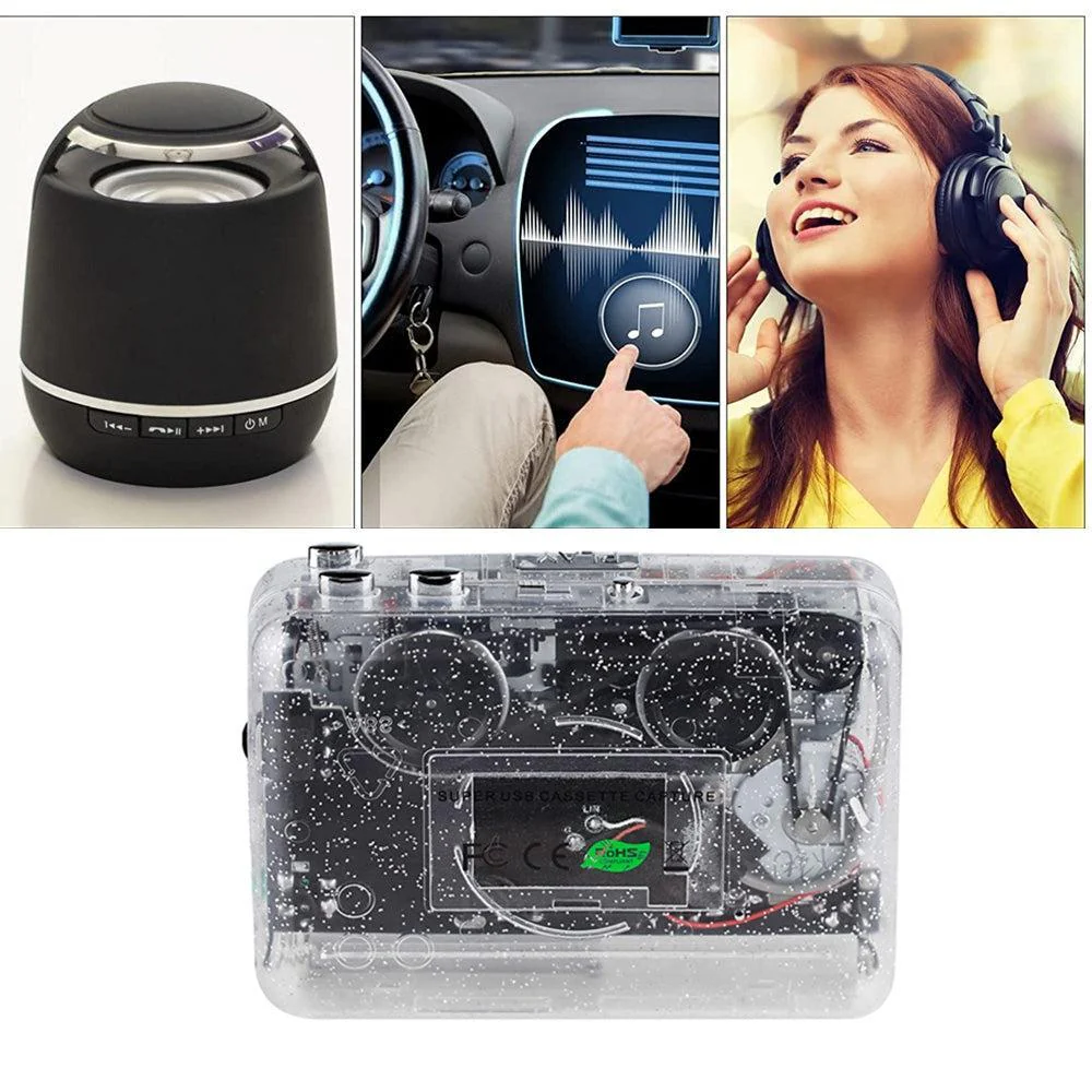 USB Cassette Player USB Cassette Tape to MP3 Converter (Transparent Sparkle) - Image 4